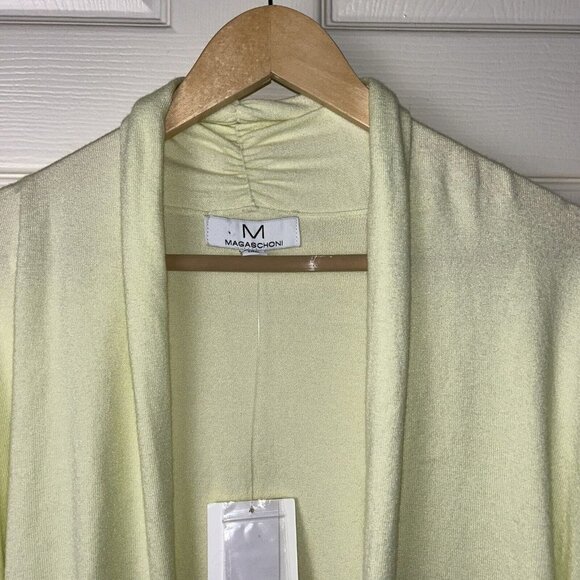 Magaschoni Green Open Front Lagenlook Duster Cardigan Viscose Blend Sweater XL - Picture 3 of 7